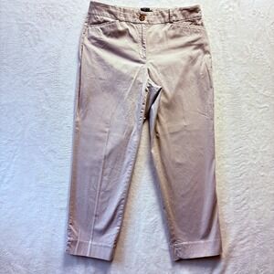 Talbots Pants Women Sz 8 Curvy Beige Chino The Perfect Crop Career Cropped